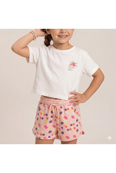 onymino Girls' Summer Cropped T-Shirt and Patterned Shorts Set – Comfortable ...