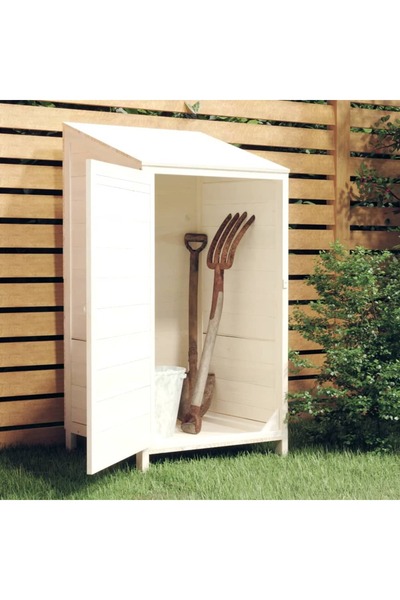Concept Αποθήκη κήπου, λευκή, 55x52x112 εκ., από μασίφ ξύλο έλατου