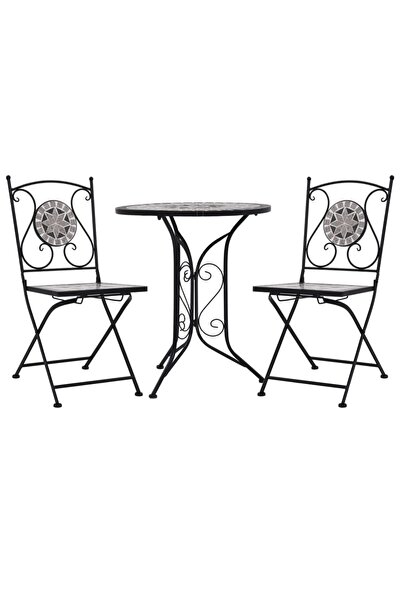 Concept Mosaic bistro set, 3 pieces, gray, ceramic tile