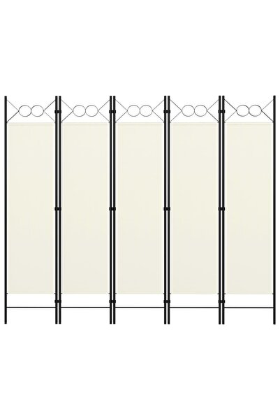 Concept Paravan de cameră cu 5 panouri, alb crem, 200 x 180 cm