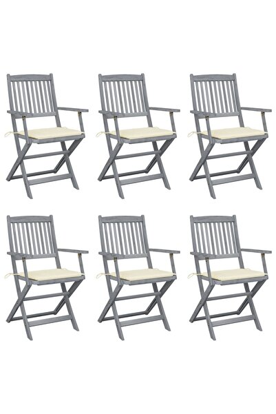 Concept Πτυσσόμενες καρέκλες εξωτερικού χώρου, με μαξιλάρια, 6 τεμ., από μασί...