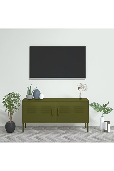 Concept Comodă TV, verde măsliniu, 105x35x50 cm, oțel