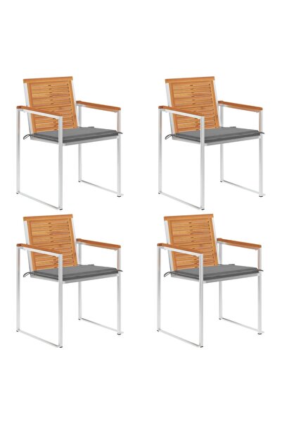 Concept Καρέκλες κήπου με μαξιλάρια, 4 τεμ., από μασίφ ξύλο ακακίας