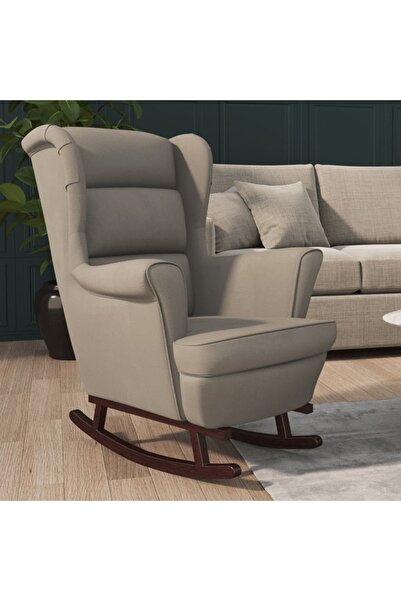 Concept Κουνιστή πολυθρόνα με πόδια, από μασίφ ξύλο καουτσούκ, ανοιχτό γκρι, ...