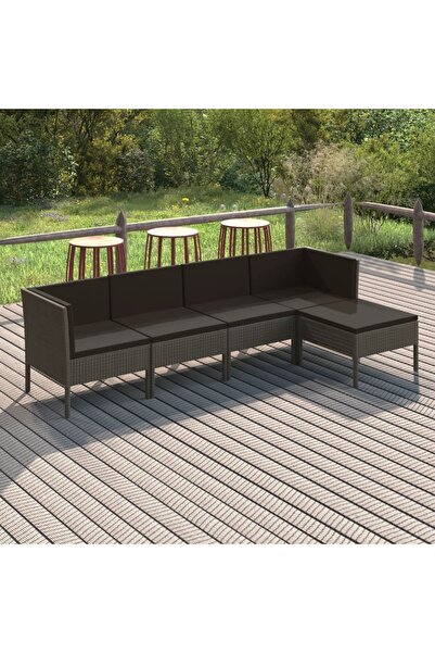 Concept Σετ επίπλων κήπου 5 τεμαχίων με μαξιλάρια, γκρι, πολυρατάν