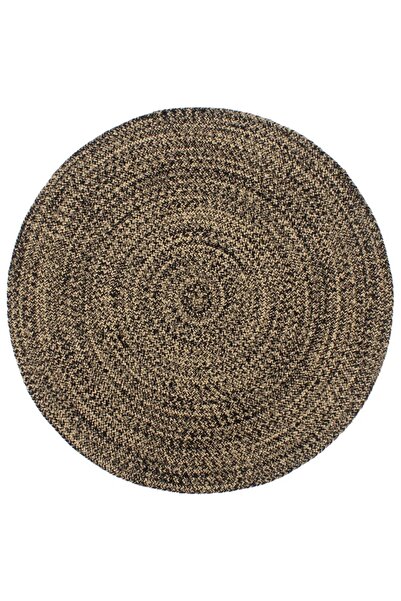 Concept Χειροποίητο χαλί, μαύρο και καφέ, 180 εκ., από γιούτα