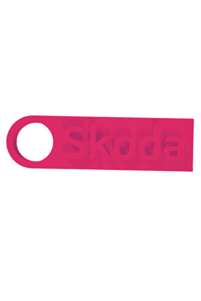 OEM Μπρελόκ,  "SKODA ", 18Χ 60 χιλ. ροζ βατόμουρο