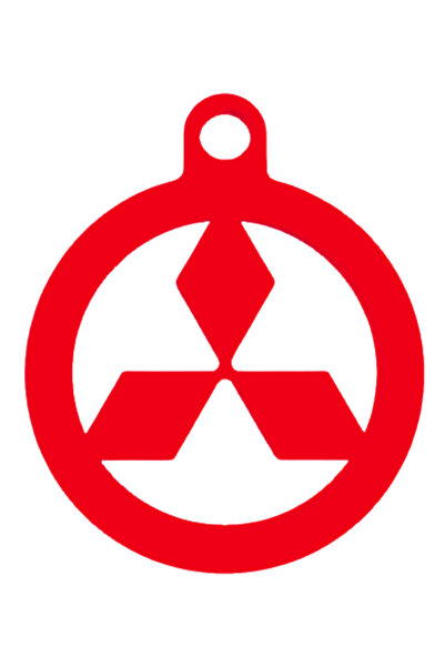 OEM Keychain, "MITSUBISHI", 50X 60 mm red
