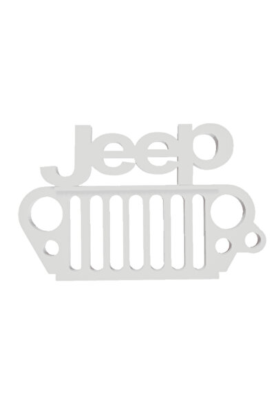 OEM Breloc chei, "JEEP", 41X 65 mm alb ivory