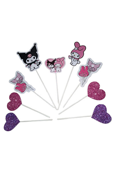 OEM Χάρτινη διακόσμηση για τούρτα, με θέμα My Melody & Kuromi, γενέθλια - 9 τ...