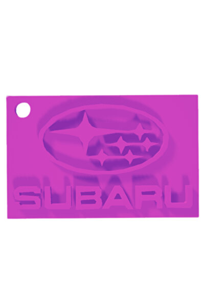 OEM Μπρελόκ,  "SUBARU ", 30x50 χιλ. ανοιχτό μοβ