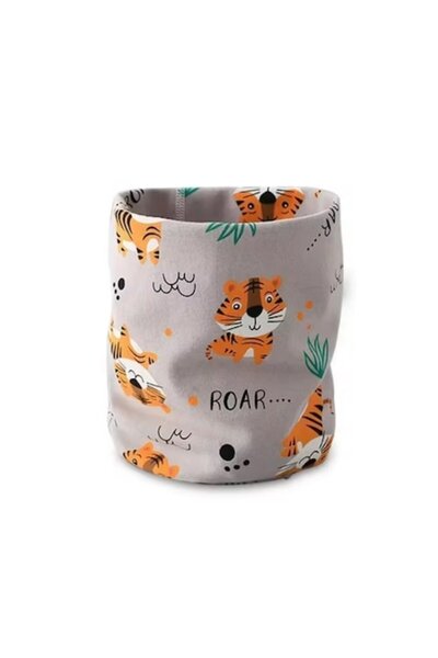 KERNOWSUN Eșarfă cu guler rulat pentru copii, model Tigru, gri