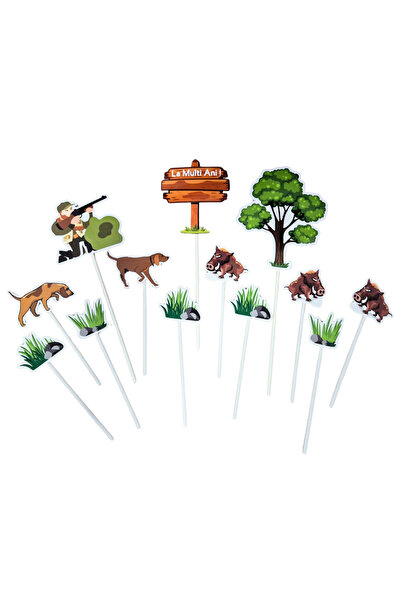 OEM Decoratiune topper tort vanatoare, EBIN, set 13 piese, carton lucios, cul...