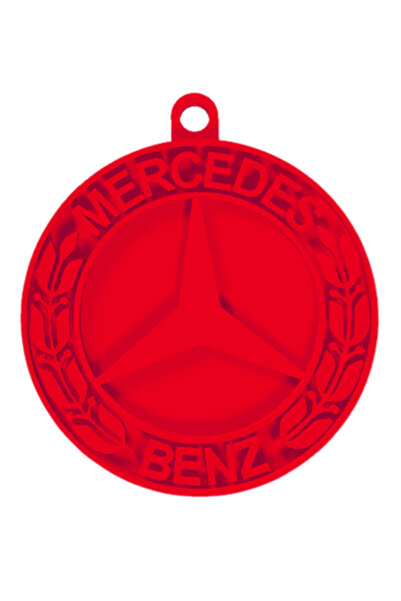 OEM Μπρελόκ, "mercedes", 42x37 χιλ. κόκκινο