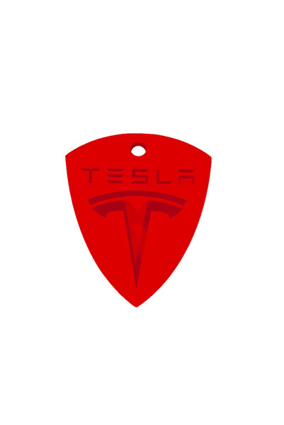 OEM Μπρελόκ, "TESLA", κόκκινο 60 x 50 χιλ.