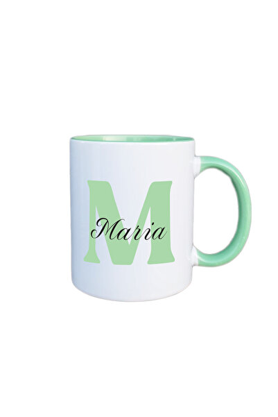 AFFIX THE DIFFERENT PERSPECTIVE Personalized mug, white with green interior a...