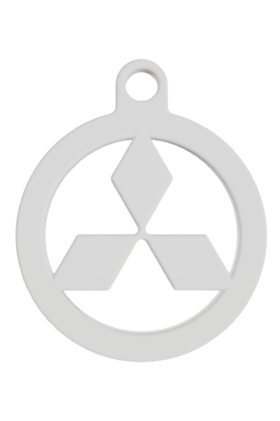 OEM Keychain, "mitsubishi", 50x 60 mm ivory white