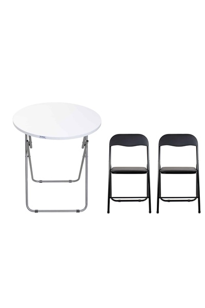 FOXMAG24 Masă rotundă pliabilă cu blat din MDF, dimensiuni 60x65cm, albă plus...