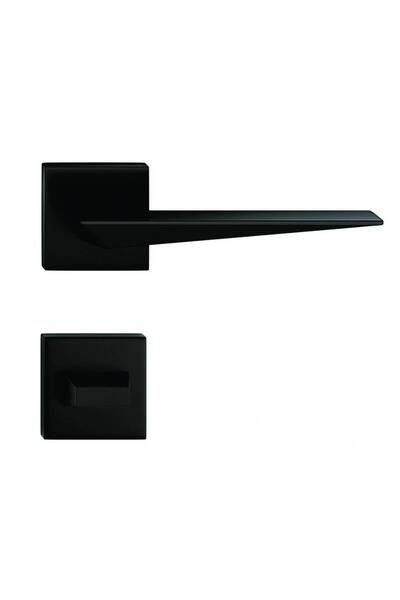 THG Μαύρες ματ λαβές πόρτας με ροζέτα WC