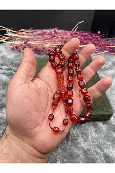 Kttesbihaksesuar NAKKAŞ İMAME ÇAY FOSİLLİ 10x11 mm AKRİLİK TESBİH