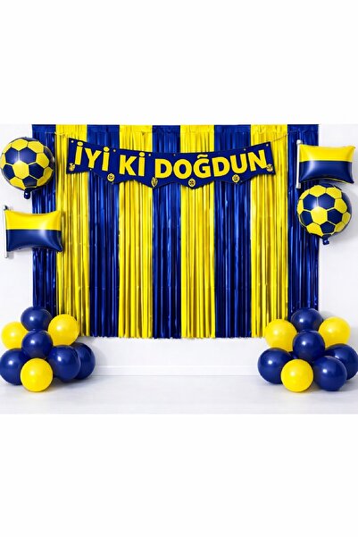 Laviyosa Πολυτελές κίτρινο ναυτικό μπλε σετ διακοσμητικών για πάρτι γενεθλίων...