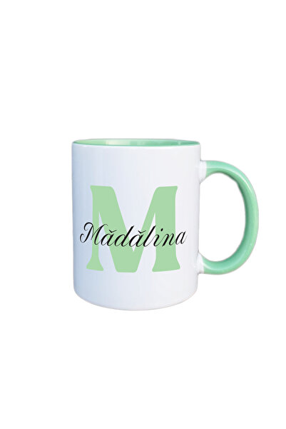 AFFIX THE DIFFERENT PERSPECTIVE Personalized mug, white with green interior a...
