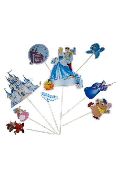 OEM Decorative cake topper, cinderella themed, anniversary - 9 pieces