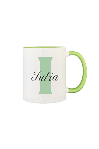 AFFIX THE DIFFERENT PERSPECTIVE Personalized mug, white with green interior a...