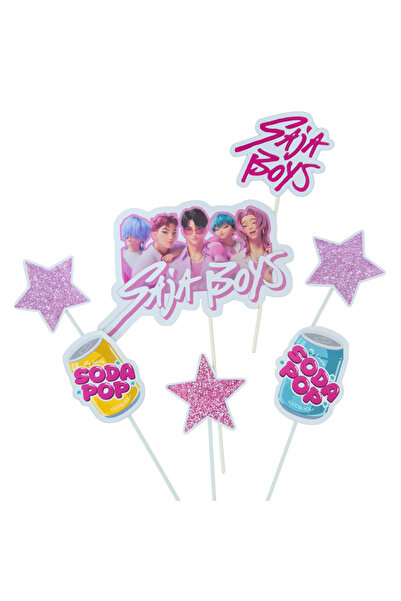 OEM Saja boys themed cake topper for birthday, cardboard, 7 pieces.