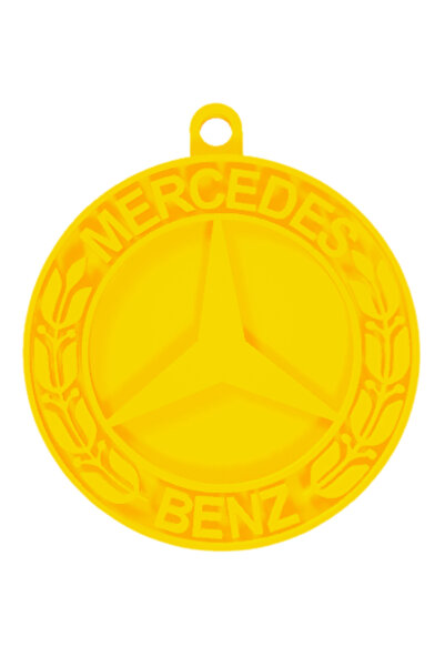 OEM Μπρελόκ, "MERCEDES", 42X37 χιλ. κίτρινο