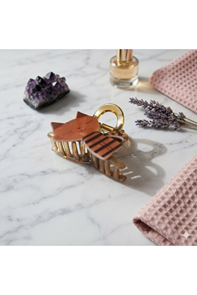 Daily Bazaar Brown Latch Buckle with Cute Cat Figure - 8 cm