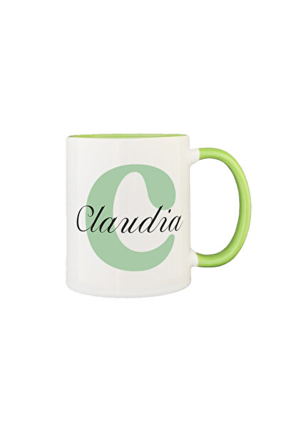 AFFIX THE DIFFERENT PERSPECTIVE Personalized mug, white with green interior a...