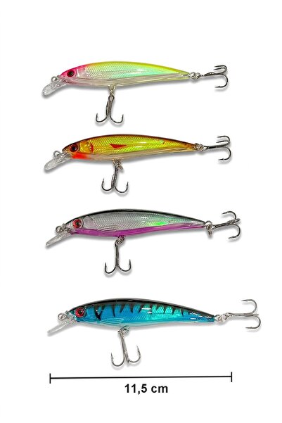 Exent , 4 Adet 13 gr. 11,5 cm 6 kancalı Suni Balık Yemi, Rapala-Gerçek görünü...