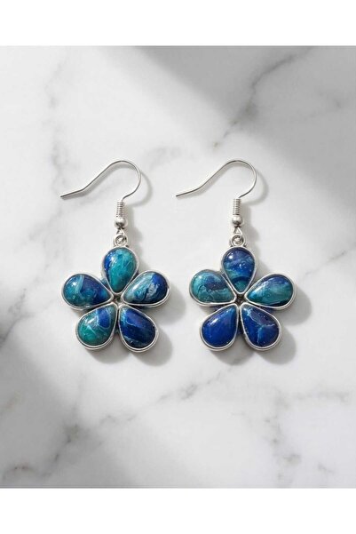 Dodemert Home Blue Daisy Polymer Clay & Epoxy Design Earrings (Stainless Stee...