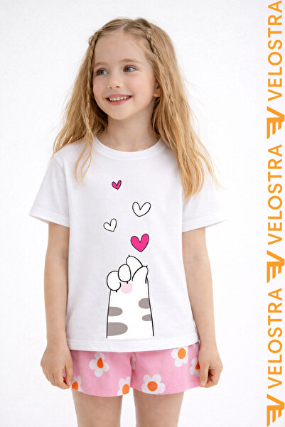 Velostra Girl's Cute Cat Paw Printed Oversized Comfortable Daily Use Combed C...