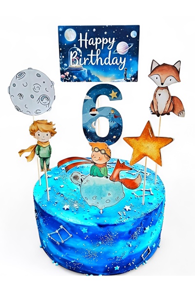 telaşe memuru زينة كعكة الأمير الصغير وفكرة عيد ميلاد الأمير الصغير لعمر 6 سن...