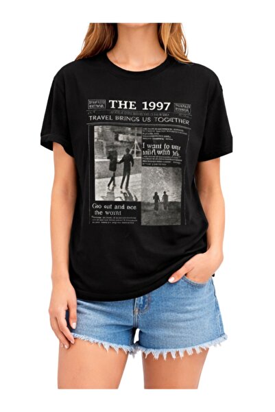 ship master Unisex Vintage T-Shirt με στάμπα εφημερίδας, μαύρο, 100% βαμβάκι,...