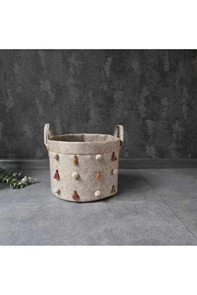 ALAS Mini Round Storage Basket, 16 x 19 cm, Handles, Brown