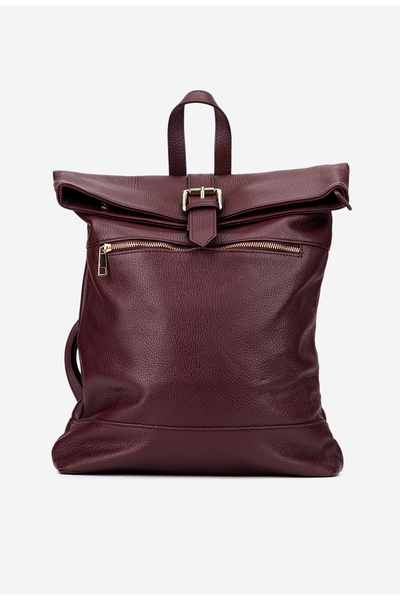 Dasha Women's burgundy textured Leather Backpack