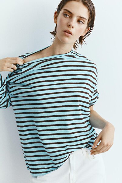 Pull & Bear Flamlı çizgili uzun kollu tişört