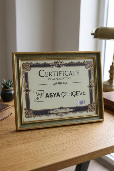 Asya Çerçeve Dekoratif Antik Desenli 21x30 A4 Sertifika Antik Desenli Plastik...