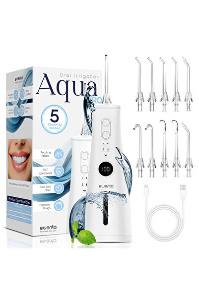 ewenta Irigator Bucal Ewenta® AQUA PRO, 5 Programe, 1400 pulsatii, 2500mAh, D...