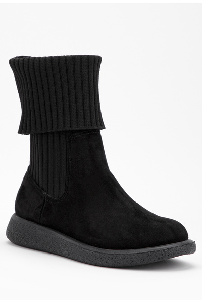 Dasha Ghete dama negre din piele intoarsa si material textil