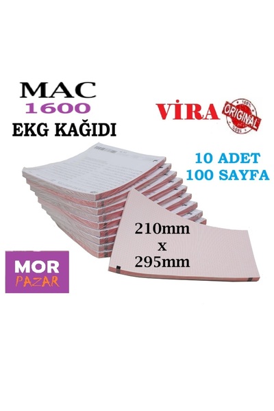 Vira Mac 1600 Ekg Cihazı Kağıdı 210mm x 295mm Z Katlama A4 - 10 Adet 100 Sayfa