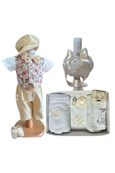 Your Baby Store Set complet pentru botez baiat Rares – bej cu costumas, panto...