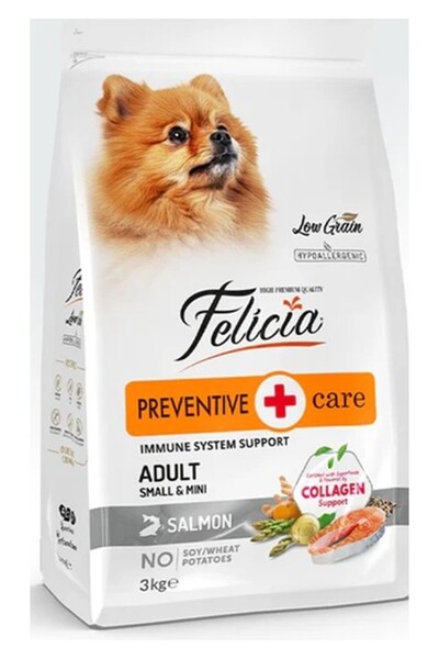 Felicia Hipoalerjenik Somonlu Küçük Irk Yetişkin Köpek Maması 3 Kg Kolajen De...