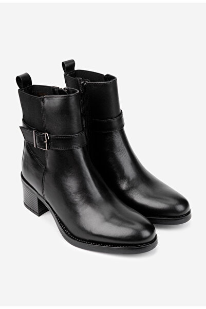 Dasha Women's black ankle boots made of genuine Leather with zipper and Stretchy