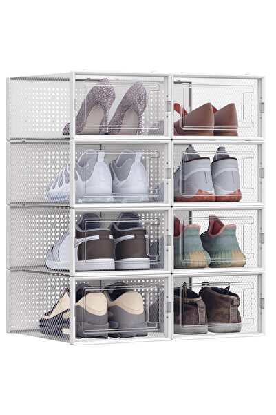 SONGMICS Shoe Organizer 8 Stackable Boxes with Transparent Door, Plastic, 33x...