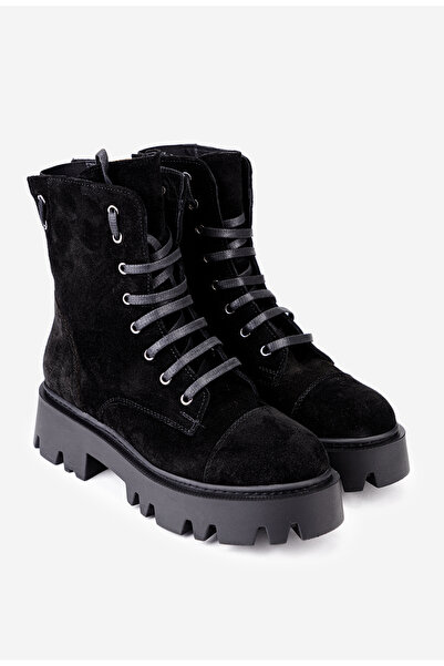 Dasha Ghete dama negre din piele intoarsa cu detaliu elastic