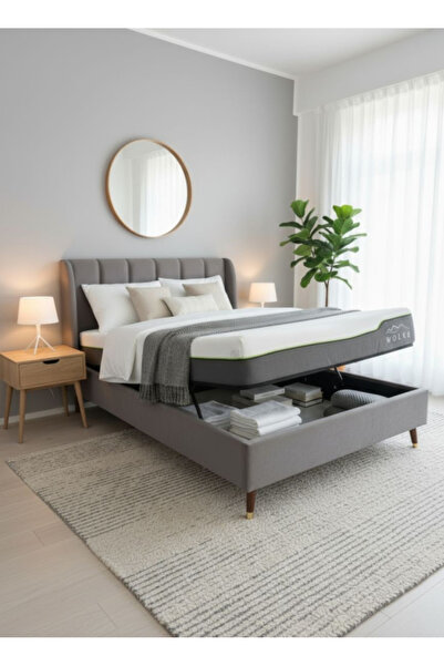 MarketMob Pat Belmonde 180x200 catifea cu depozitare, gri